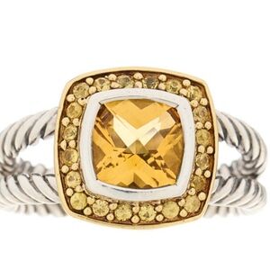 DAVID YURMAN Sterling Silver 18K Yellow Gold Citrine Yellow Sapphire 7mm